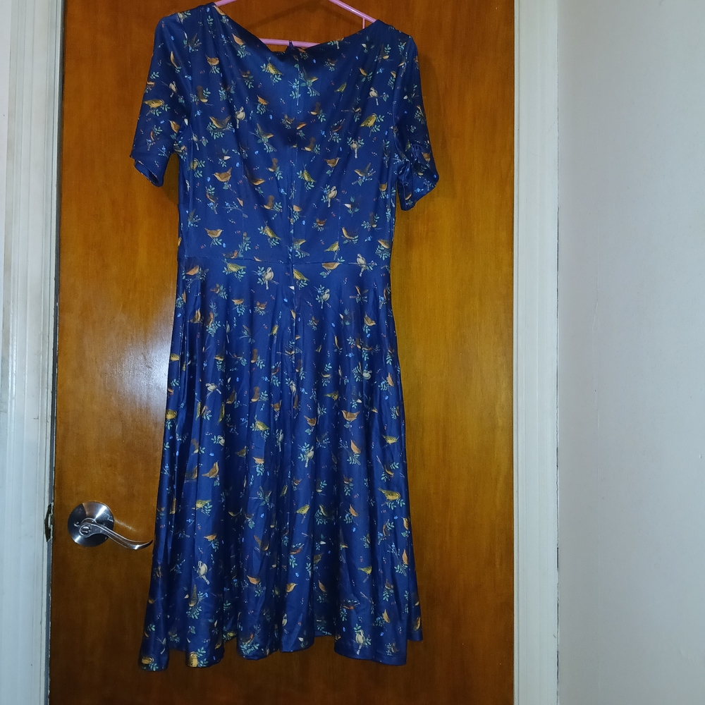 NWT Dolly And Dotty Navy Bird Print Brenda Midi Dress - Picture 3 of 5